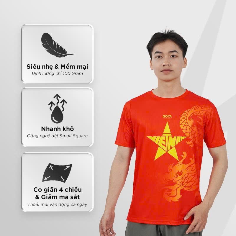 Áo thể thao chạy bộ nam nữ GOYA T-SHIRT DRAGON (Rồng Vàng)2 -  Siêu nhẹ, thoáng mát, co giãn 4 chiều | BigBuy360 - bigbuy360.vn