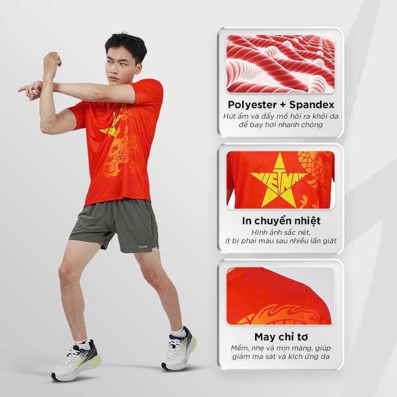 Áo thể thao chạy bộ nam nữ GOYA T-SHIRT DRAGON (Rồng Vàng)2 -  Siêu nhẹ, thoáng mát, co giãn 4 chiều | BigBuy360 - bigbuy360.vn