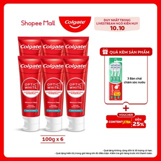 [Ngô Kiến Huy x Colgate] Bộ 6 Kem Đánh Răng Colgate trắng răng Optic White tinh thể khoáng trắng