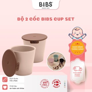 Bộ 2 cốc BIBS Cup Set cho bé, ly có nắp chống trượt, chống ố màu, an toàn cho bé
