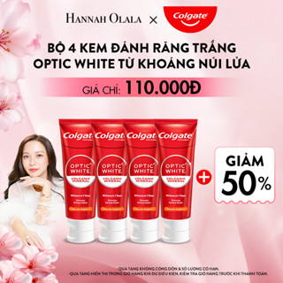 [Hannah Olala x Colgate] Bộ 4 kem đánh răng Colgate trắng răng Optic White từ khoáng núi lửa 100g/tuýp