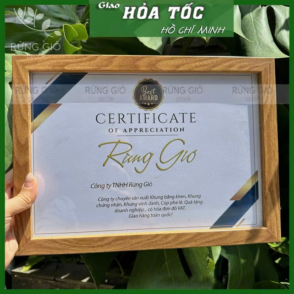 Khung chứng nhận A4 VÂN GỖ viền nhỏ (để vừa giấy khen 21x30cm) khung treo tường cả ngang lẫn dọc
