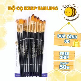  Bộ Cọ Vẽ Keep Smiling 12 Cây Dùng Cho Màu Nước Acrylic Gouache Sơn Dầu Chuyên Dụng Cao Cấp - Beeart 