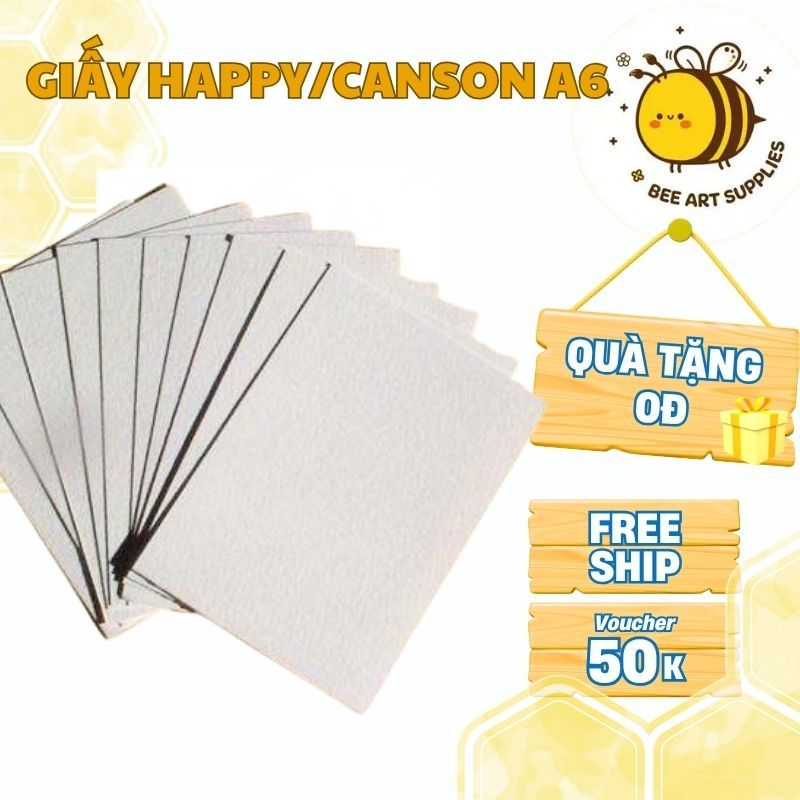 [Tặng] Giấy Vẽ Happy/Canson A6 Set 4–6 Tờ Chuyên Dụng Cho Vẽ Màu Nước, Vẽ Chì, Vẽ Marker - Beeart