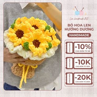 [Tặng túi + thiệp]Bó Hoa Len Hướng Dương –  Quà Tặng Tốt Nghiệp, Sinh Nhật, Valentin, 8/3Ý Nghĩa, Trang Trí(25x28cm)