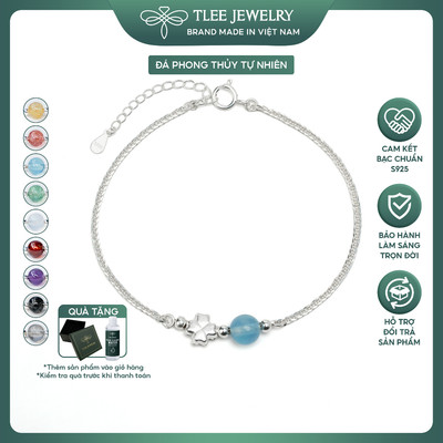 Lắc tay bạc nữ TLEE cỏ bốn lá may mắn kết hợp hạt đá phong thủy tự nhiên TLEE JEWELRY LT0480