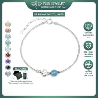  Lắc tay bạc nữ TLEE cỏ bốn lá may mắn kết hợp hạt đá phong thủy tự nhiên TLEE JEWELRY LT0480 