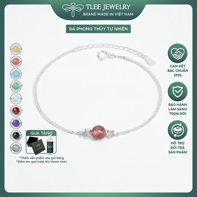 Lắc tay bạc nữ TLEE charm ngôi sao kết hợp hạt đá phong thủy tự nhiên TLEE JEWELRY LT0479
