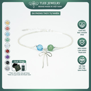Vòng tay bạc nữ TLEE bạc 925 mix hai hạt đá phong thủy Tự Nhiên và charm bi bóng TLEE JEWELRY LT0377