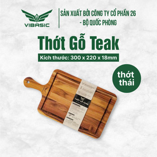  Thớt gỗ Teak Vibasic ghép ngang solid có tay cầm kích thước 300x220x18cm 