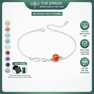 Vòng tay bạc nữ TLEE bạc 925 mix hạt đá phong thủy Tự Nhiên và charm vô cực TLEE JEWELRY LT0331