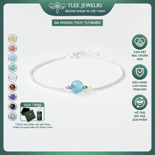 Vòng tay bạc nữ TLEE bạc 925 mix hạt đá đơn phong thủy Tự Nhiên và charm bi bóng TLEE JEWELRY LT0210