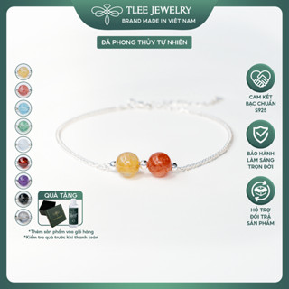 Vòng tay bạc nữ TLEE bạc 925 mix hai hạt đá phong thủy Tự Nhiên và charm bi bóng TLEE JEWELRY LT0211