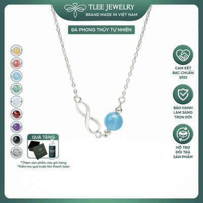 Dây chuyền bạc nữ TLEE bạc 925 mix hạt đá phong thủy Tự Nhiên và charm vô cực TLEE JEWELRY D0435