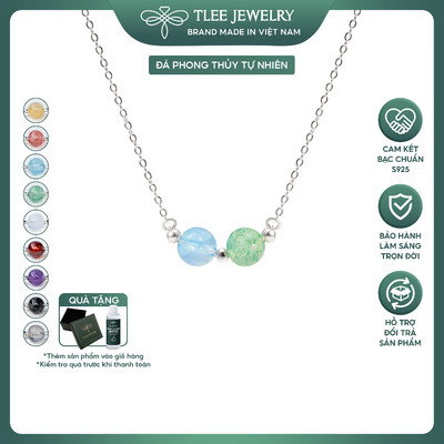 Dây chuyền bạc nữ TLEE bạc 925 mix hạt đá đôi phong thủy Tự Nhiên và charm bi bóng TLEE JEWELRY D0287