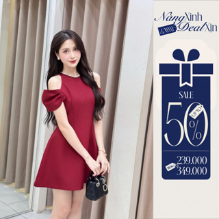 ZAMYSHOP - Váy TK cổ yếm nơ sau nữ tiểu thư dịu dàng đi tiệc, dạo phố, đám cưới cực xinh form dễ mặc