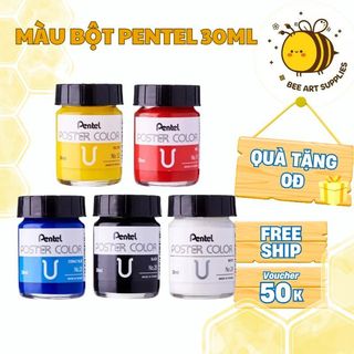  Màu Bột Pentel Poster 30ml Chính Hãng – Màu Nước Gouache Pha Sẵn Lọ Lẻ Dễ Dùng Set 1 - Beeart 