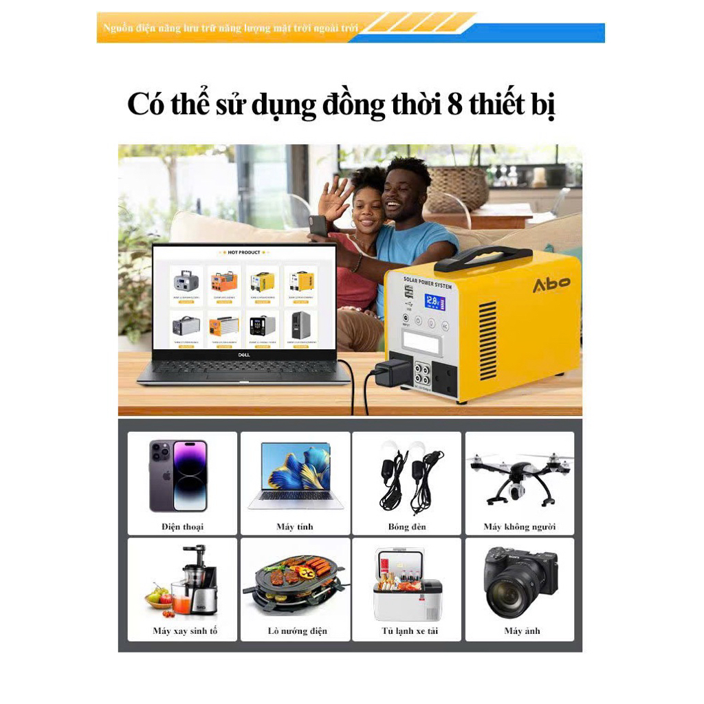 Pin sạc phát điện 220V ,Trạm sạc dự phòng công suất lớn, Tặng Kèm Pin Năng Lượng Mặt trời tích điện,