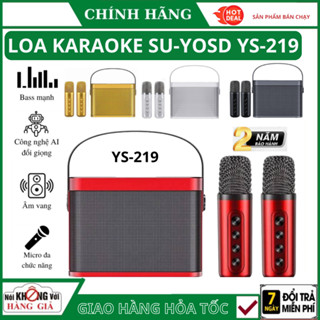 Loa Karaoke Bluetooth YS-219 Kèm 2 Mic Âm Thanh Sống Động Micro Hút Giọng Có Chế Độ Đổi Giọng Hát