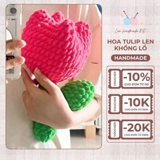 Hoa Tulip Len Khổng Lồ Handmade Bằng Len Nhung Đũa 19x27cm – Quà Tặng Sinh Nhật, Trang Trí Độc Đáo