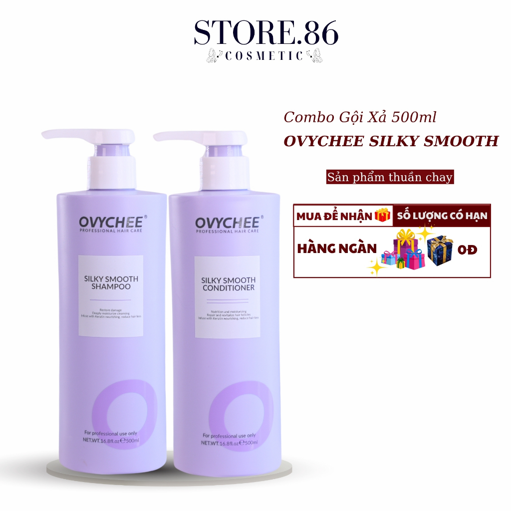Cặp Dầu Gội Dầu Xả Ovychee Silky Smooth Shampoo 500ml Hỗ Trợ Dưỡng Ẩm, Giảm Rụng Tóc, Giảm Dầu Bết
