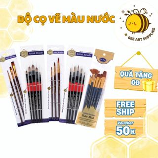  Bộ Cọ Keep Smiling Vẽ Tranh Màu Nước Gouache Acrylic – Lông Mềm Dễ Tô Cán Gỗ Chắc Tay - Beeart 