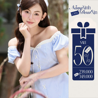 ZAMYSHOP - Áo Thiết Kế kẻ trễ vai viền chun sơ mi nữ kiểu mới nhất 2025, Áo trễ vai màu xanh cao cấp