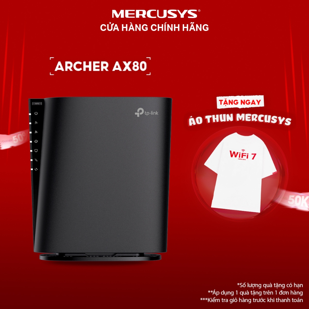 Bộ Phát Wi-Fi 6 TP-Link Router Archer AX80 | Wi-Fi 6 AX6000, 8 Luồng Song Song, Hỗ Trợ Cổng 2.5Gbps 