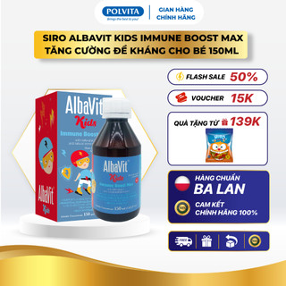  Siro Albavit Kids Immune Boost Max Bổ Sung Vitamin C Tăng Cường Đề Kháng cho bé 150ml 