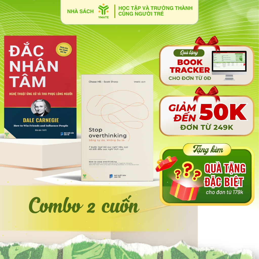 Sách Đắc Nhân Tâm + Stop Overthinking - Nhà Sách Ymate