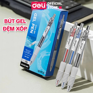  NÂNG CẤP  Bút Bi Nước Bút Gel Mực Bấm Deli Đệm Xốp Nhiều Màu Trơn Tru Ngòi 0.5mm Dành Cho Học Sinh Sinh Viên Văn Phòng 