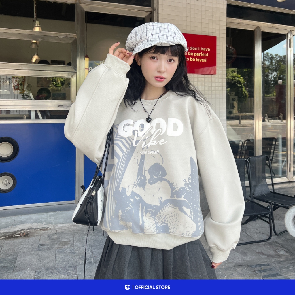 Áo sweater nỉ dạ boxy mùa đông nam nữ Local Brand Chính Hãng City Cycle Áo sweater Staycation | BigBuy360 - bigbuy360.vn