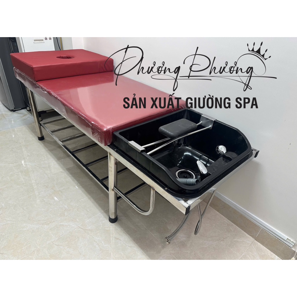 Giường gội đầu dưỡng sinh 2in1 , Giường gội đầu chân inox