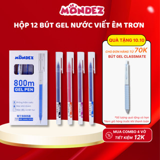 Hộp 12 Bút Gel MONDEZ - CLASSMATE, Bút Mực Nước Ngòi 0.5mm, Viết Trơn Nét Đẹp, Bút Nước 4 Màu Mực Xanh Đen Tím Đỏ
