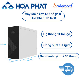 Máy lọc nước RO Hòa Phát để gầm HPU488 (11 lõi, có vỏ) để gầm nhỏ gọn, tiện lợi - Bảo hành tại nhà 36 tháng.