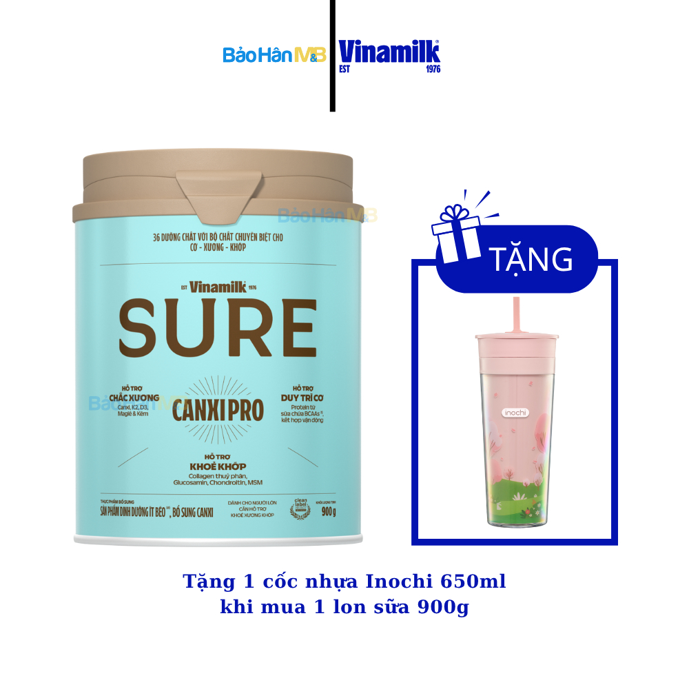 [Tặng Cốc] Sữa Bột Vinamilk Sure Canxi Pro lon 900g - Dành Cho Người Lớn [ Chính Hãng ] [ Date Mới ]
