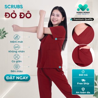 Quần áo y tế, đồng phục spa, thẩm mỹ, phòng mổ MÀU ĐỎ ĐÔ