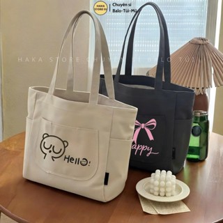 Túi Tote Vải Canvas Hoạ Tiết Hottrend Đa Năng Đi Học Đi Làm Đi Chơi Đi Du Lịch Đựng Sách Vở A4, Laptop 14inch, Quần Áo
