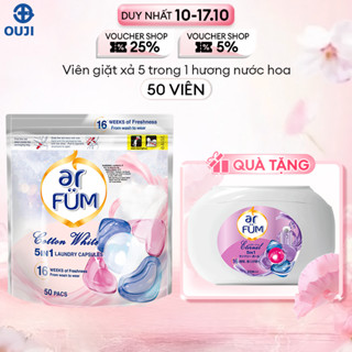 [MUA 1 TÚI TẶNG 1 HỘP]Viên giặt xả arFUM 5in1, tinh dầu nước hoa thơm lâu 16 tuần, khử khuẩn 99% - (50v)