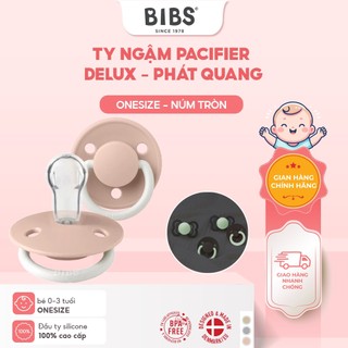 Ty ngậm BIBS Pacifier Delux núm tròn phát quang Onesize, an toàn cho bé 0-3 tuổi