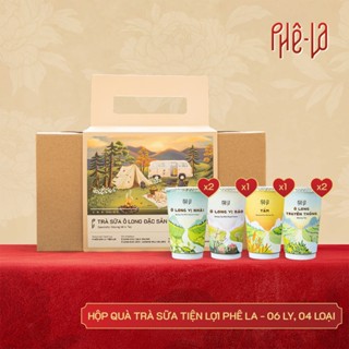 [Phiên bản thường] Hộp Quà Trà Sữa Tiện Lợi Phê La, Hộp 06 ly - 04 loại