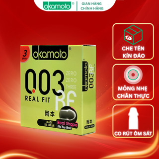Bao cao su Okamoto 0.03 Real Fit Mỏng Với Khả Năng Co Rút Giúp Ôm Sát Hộp 3 cái