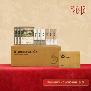 [SET Phin Giấy] Trà Ô Long phin giấy Phê La (Hộp 10 gói): vị Nhài Sữa/ vị Ô Long Truyền Thống
