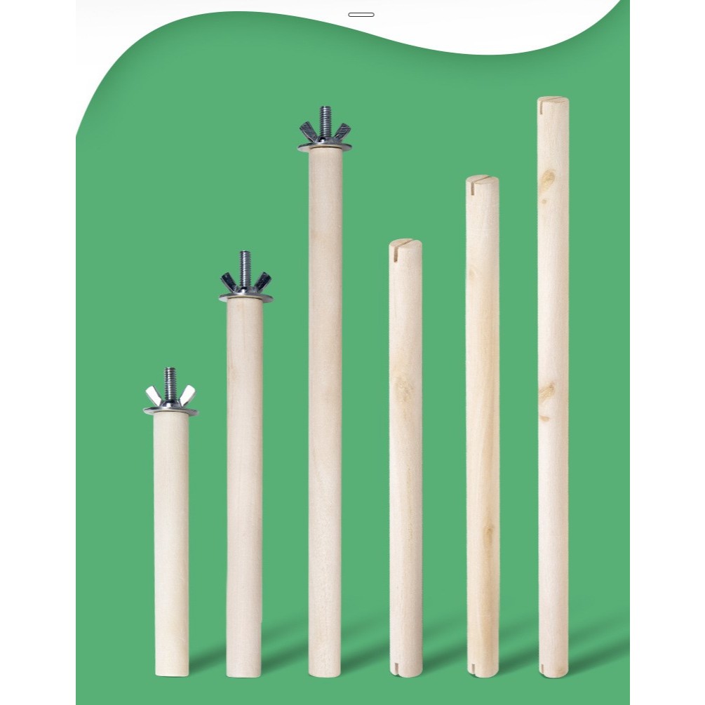 Cầu Đứng Cho Chim Cảnh Vẹt Vít 1 Đầu 10-30cm - Gỗ Tự Nhiên, Bền Đẹp, Dễ Lắp Đặt Tháo Rời