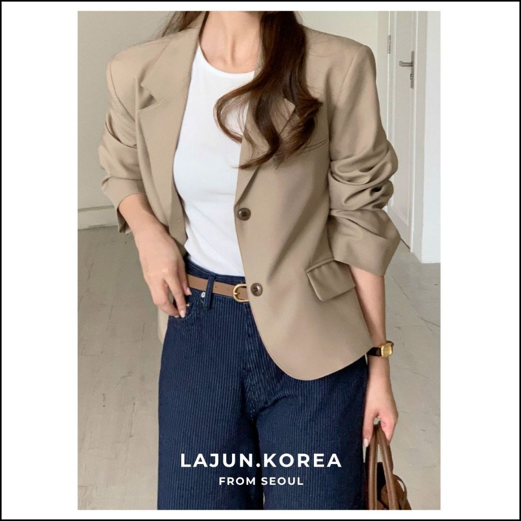 [LAJUN SIGNATURE] Áo Blazer Kinda Form Vừa 2 Nút Tay Dài Chất Mịn Đứng Dáng Cao Cấp Hàn Quốc