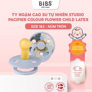 Ty ngậm BIBS Studio Pacifier Colour Flower Child Latex núm tròn cao su tự nhiên cho bé