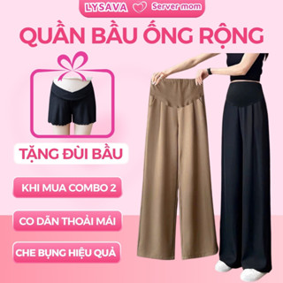  Quần Bầu Cạp Chéo Ống Rộng  Co Giãn 4 Chiều Vải Mềm Mịn Mát Che Bụng Hiệu Quả Tôn Dáng Gọn Gàng  Lysava QB7 