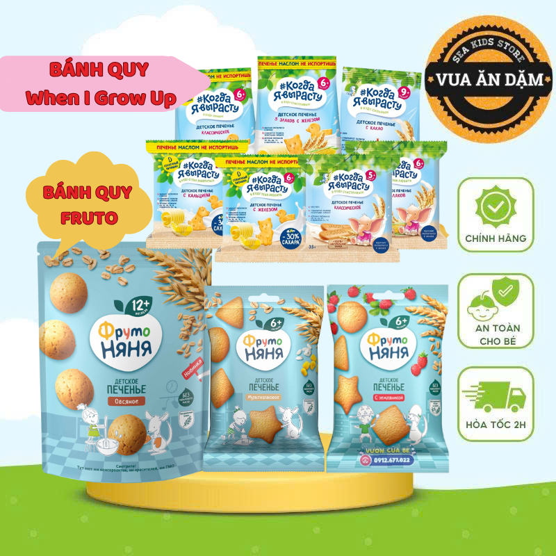 (Nội địa Nga) Bánh quy ăn dặm Fruto, bánh gạo Fruto cho bé từ 6m
