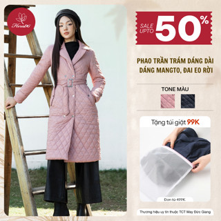 Áo phao nữ cổ bẻ trần trám 3 lớp cao cấp siêu nhẹ kèm đai rời dáng mangto thời trang HeraDG WJKBE2053