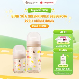 Bình sữa cho bé Greenfinger Bebegrow chất liệu nhựa PPSU an toàn, chịu nhiệt tốt 160ml/280ml Green Finger